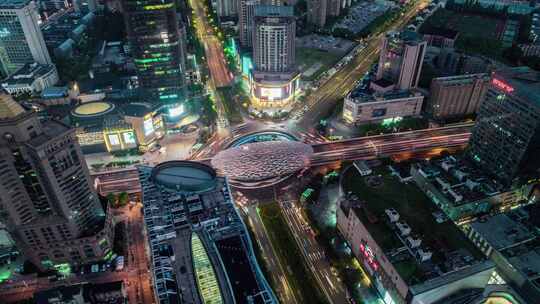 上海_五角场彩蛋_五角场夜景航拍003视频素材模板下载