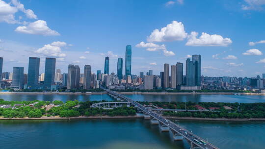 4K长沙橘子洲航拍延时