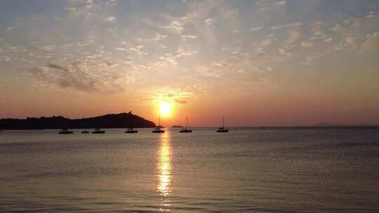 大海日落晚霞夕阳风景实拍