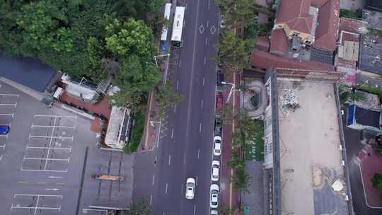 航拍烟台环山路转角街景