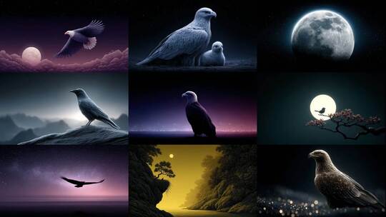 夜鹰翱翔星空之下 雄鹰展翅气势磅礴高清在线视频素材下载