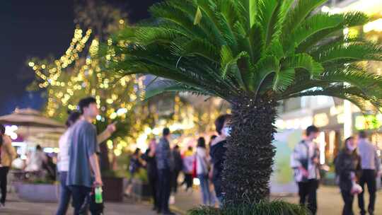 浙江省杭州市武林夜市商圈夜晚夜景逛街购物