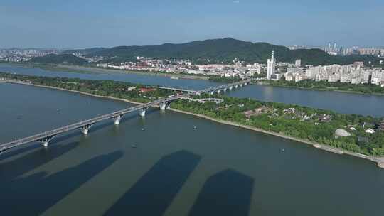 长沙橘子洲大桥航拍视频素材模板下载