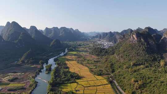 桂林阳朔十里画廊桂林山水风光航拍