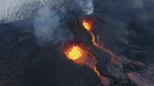 冰岛火山爆发航拍