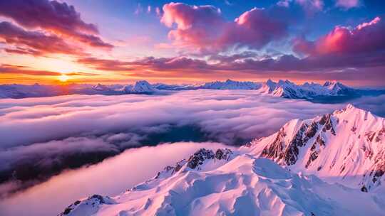 雪山云海日出全景
