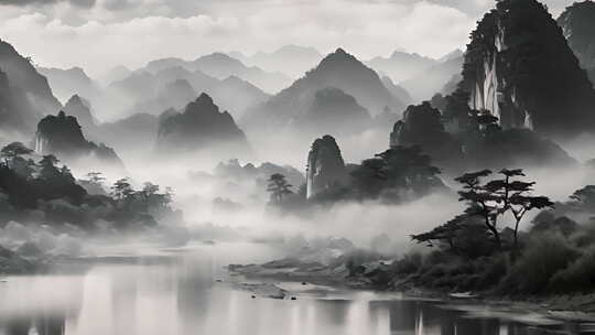 简约意境中国风山水画背景