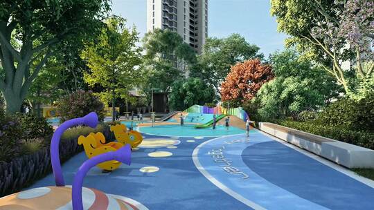 小区儿童乐园景观三维素材视频素材模板下载
