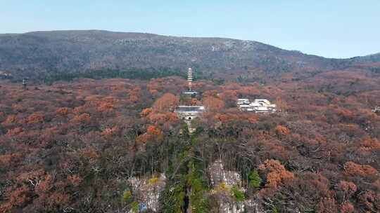 南京钟山名胜景区灵谷寺雪景航拍