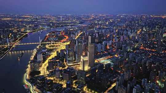 上海董家渡金融城夜景航拍视频素材模板下载