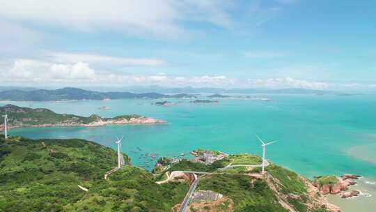 福建霞浦海上风车风景航拍