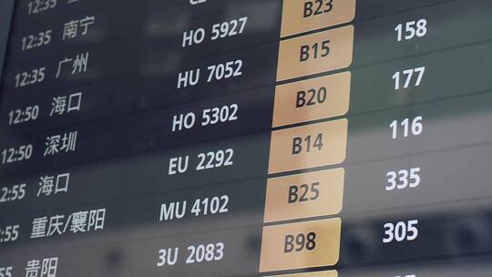 机场大厅航班动态显示屏视频素材模板下载