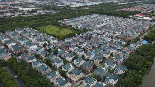 上海嘉定新城别墅区航拍视频素材模板下载