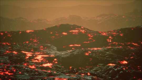 活火山的熔岩场和山丘