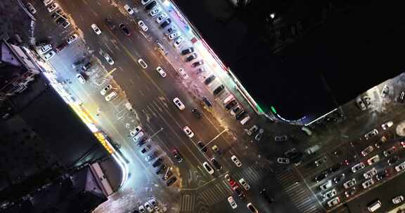 齐齐哈尔夜景航拍空镜