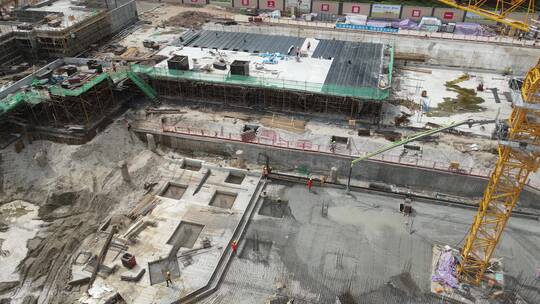 楼房地基建设航拍视频素材模板下载