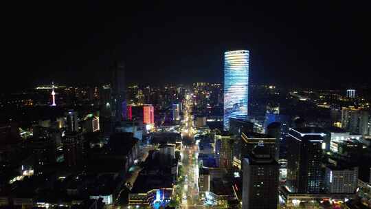 江苏徐州城市夜景灯光交通航拍
