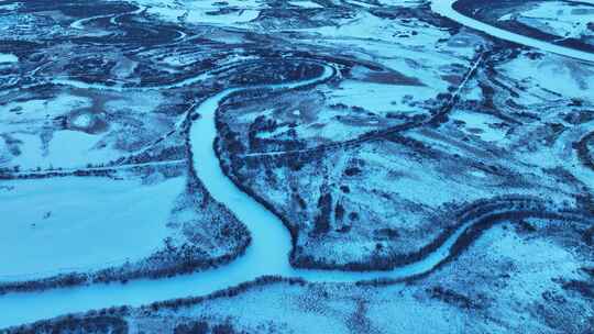 航拍初春扎敦河湿地雪景视频素材模板下载