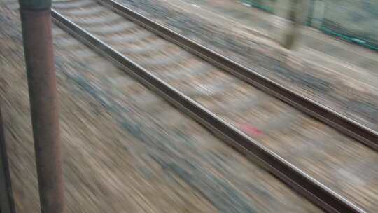 火车轨道交通运输行驶火车实拍视频素材模板下载