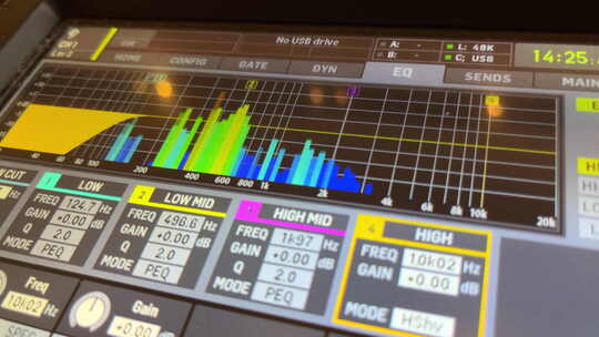 数字调音台液晶显示屏。-特写镜头