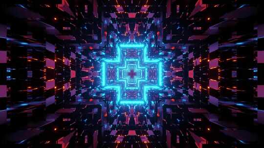 环状闪闪发光蓝紫色电影隧道