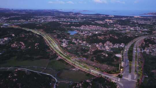 航拍月光下的福建平潭岛坛南湾平潭岛夜景