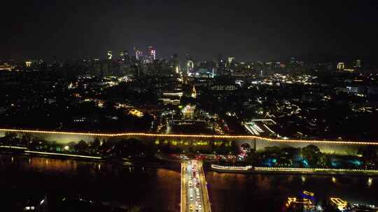 南京城市夜景灯光中华门老门东秦淮河