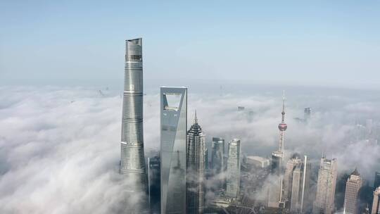 上海平流雾陆家嘴日出航拍4K视频素材模板下载