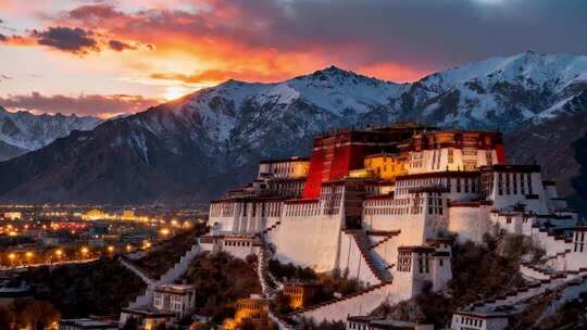 西藏布达拉宫日落延时