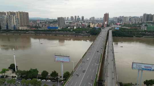 航拍衡阳湘江衡州大道跨江大桥