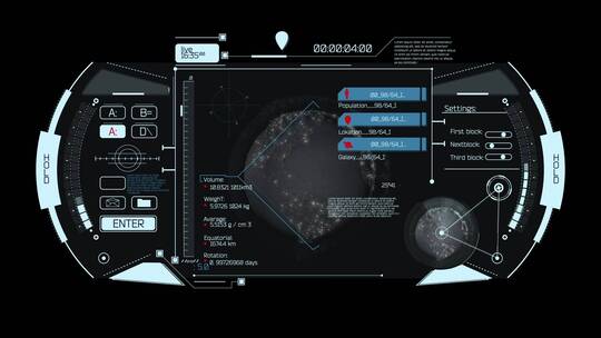 科技风格HUD屏幕界面交互系统未来科幻大屏4