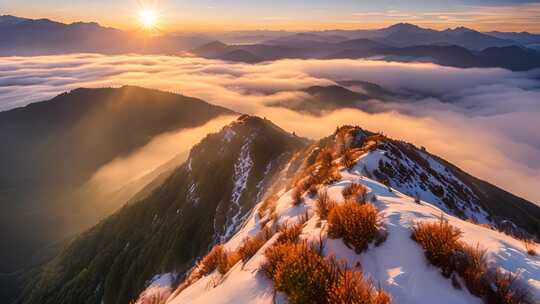 雪山云海日出全景