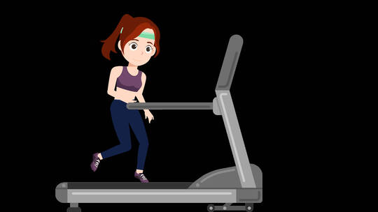 卡通运动女孩跑步机科学健身