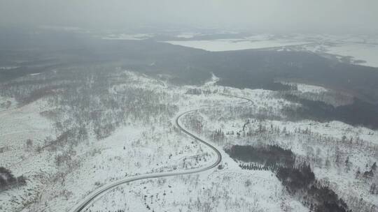 原创 日本北海道阿寒湖冬季森林公路风光