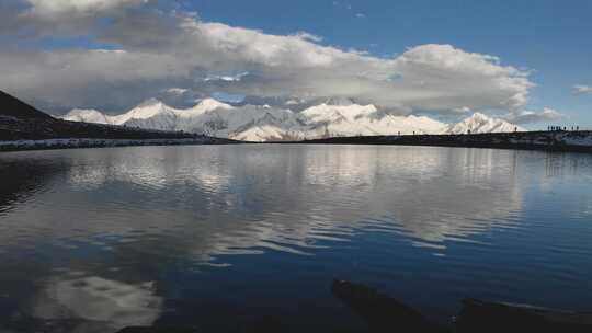 河流湖泊雪山延时摄影