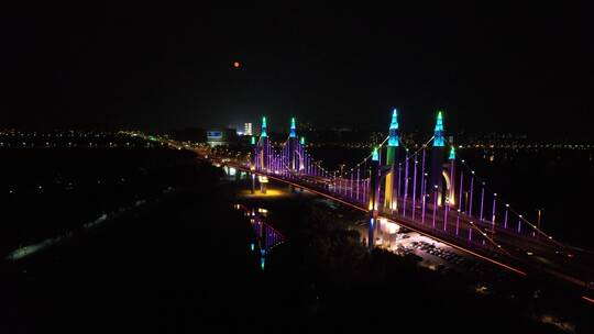 航拍北京昌平南环大桥夜景