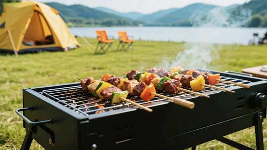 精致野餐露营户外露营烧烤场景