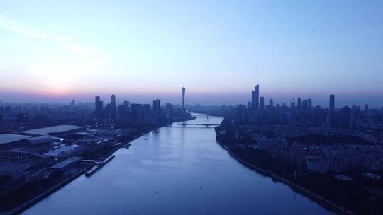 广东省广州市市中心城市夜景航拍