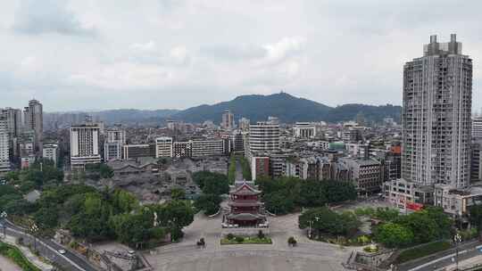 航拍四川宜宾合江门广场夹镜楼