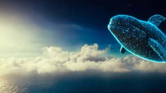 空中粒子光效鲸鱼素材