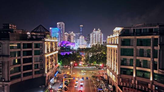 广西柳州城市夜景航拍