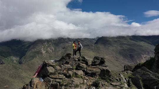 西藏山南市洛扎县拉康镇高山悬崖航拍