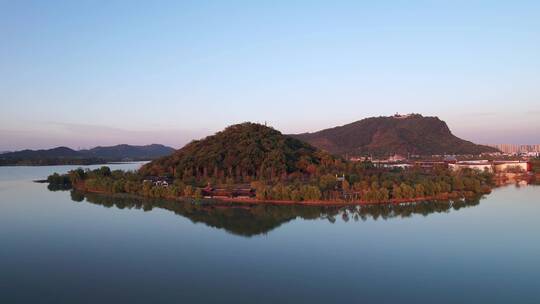 杭州湘湖旅游度假风景区压湖山航拍