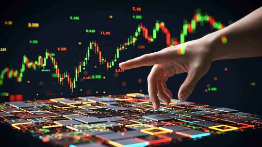 手指点击操作金融数据画面25031595