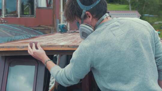 打磨端纹木船舵手室屋顶木板，中号