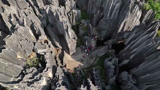 云南昆明石林县石林风景区航拍地质风光