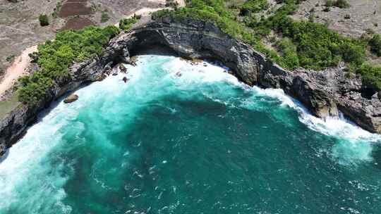 航拍印度尼西亚巴厘岛热带岛屿自然海景风光