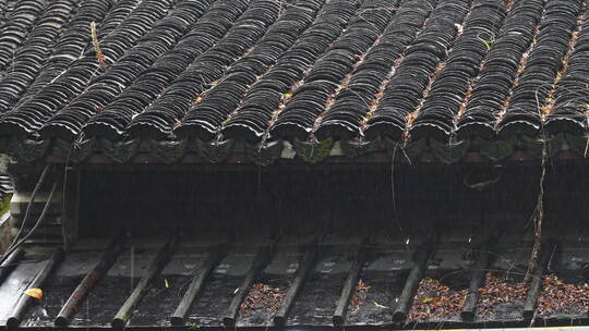 【合集】雨天古镇古屋屋檐空镜头