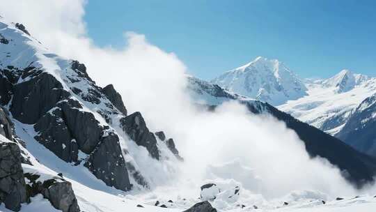 雪山云雾自然风光