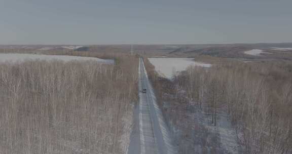 中国北方冰雪道路自驾航拍